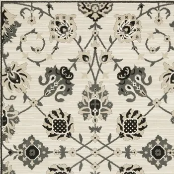 5' X 8' Ivory And Gray Oriental Area Rug