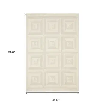 5' X 8' Ivory And Beige Geometric Area Rug