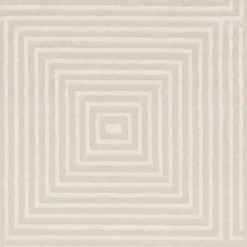 8' Ivory And Beige Geometric Runner Rug