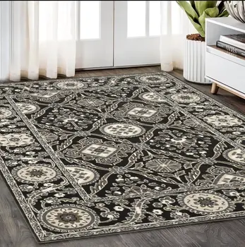 5' X 8' Charcoal And Gray Oriental Area Rug