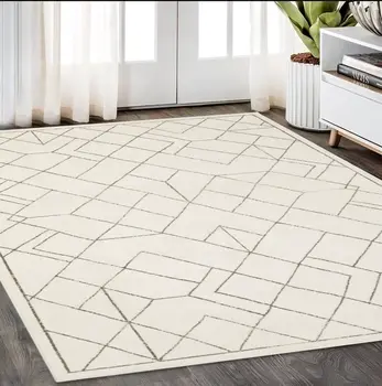 5' X 8' Ivory And Taupe Geometric Area Rug