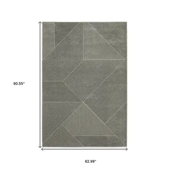 5' X 8' Gray And Ivory Geometric Area Rug