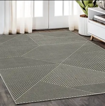 5' X 8' Gray And Ivory Geometric Area Rug