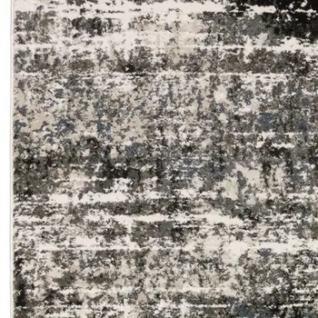 8' Gray And Ivory Abstract Runner Rug