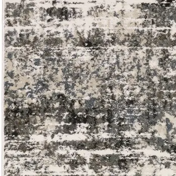 8' Gray And Ivory Abstract Runner Rug