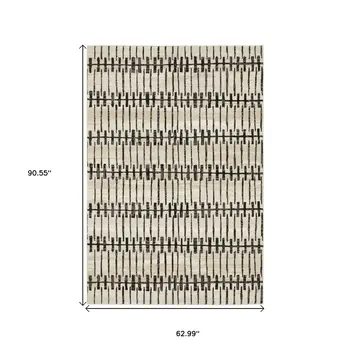 5' X 8' Beige And Black Geometric Area Rug