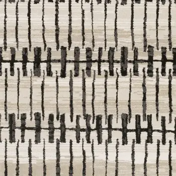8' Beige And Black Geometric Runner Rug