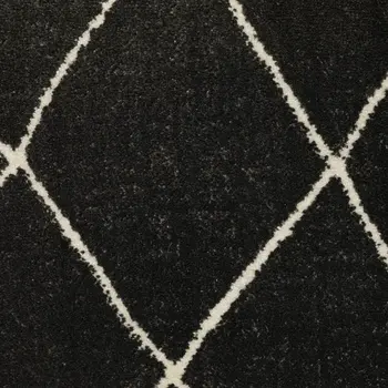 5' X 8' Charcoal And Ivory Trellis Area Rug