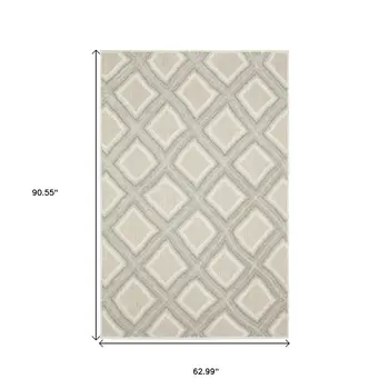 5' X 8' Gray And Beige Diamond Area Rug