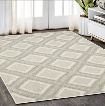 5' X 8' Gray And Beige Diamond Area Rug