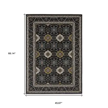 4' X 6' Gold Medallion Area Rug With Fringe