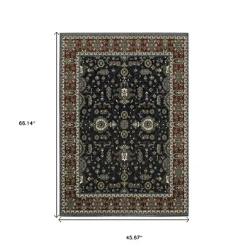 4' X 6' Rust Oriental Area Rug With Fringe