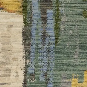3' X 5' Beige Yellow And Pink Abstract Area Rug With Fringe