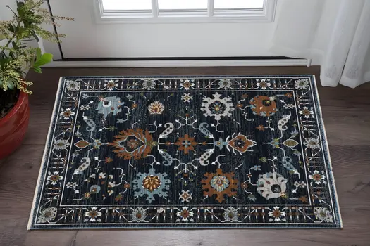 3' X 5' Rust Oriental Area Rug With Fringe