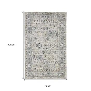 10' Gray And Blue Oriental Hand Tufted Runner Rug
