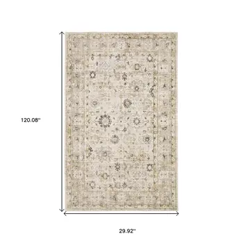 10' Beige And Gold Oriental Hand Tufted Runner Rug