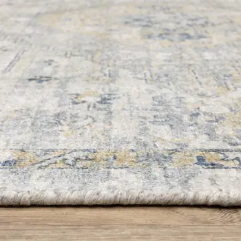 10' Gray And Gold Medallion Hand Tufted Runner Rug