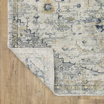 10' Gray And Gold Medallion Hand Tufted Runner Rug