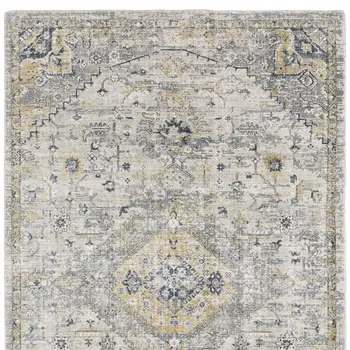 10' Gray And Gold Medallion Hand Tufted Runner Rug