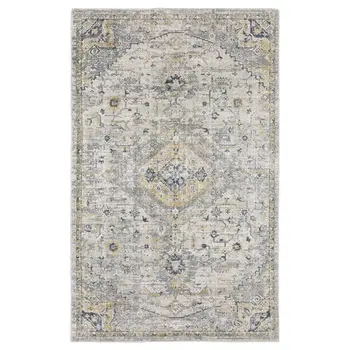 10' Gray And Gold Medallion Hand Tufted Runner Rug