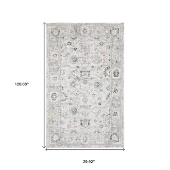 10' Ivory And Teal Oriental Hand Tufted Runner Rug