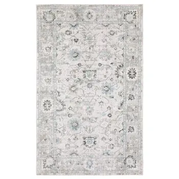 10' Ivory And Teal Oriental Hand Tufted Runner Rug
