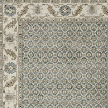 2' X 3' Blue And Ivory Oriental Area Rug