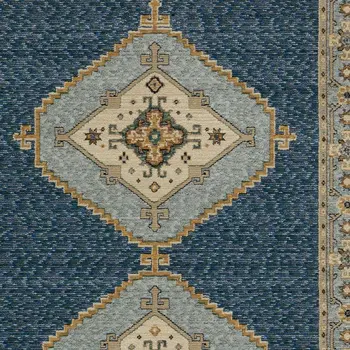 2' X 3' Blue And Gold Medallion Area Rug