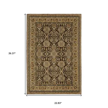 2' X 3' Brown And Gold Oriental Area Rug