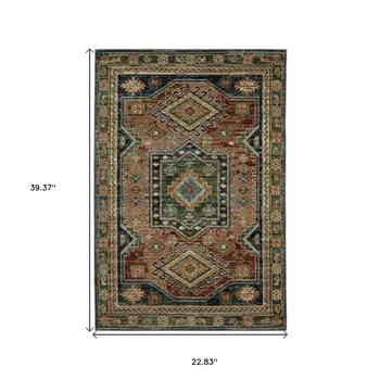 2' X 3' Blue Gray And Brown Tribal Area Rug