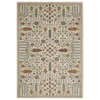 2' X 3' Ivory And Gold Oriental Area Rug