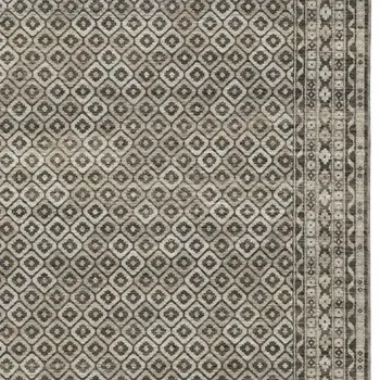 3' X 5' Gray And Beige Diamond Area Rug With Fringe