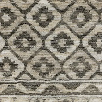 3' X 5' Gray And Beige Diamond Area Rug With Fringe