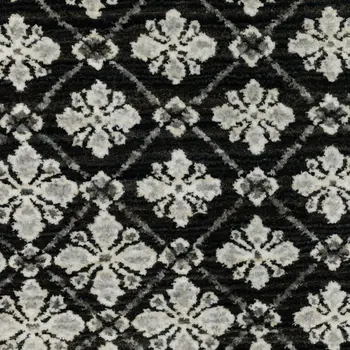 3' X 5' Black And Gray Diamond Area Rug With Fringe