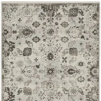 3' X 5' Ivory And Gray Oriental Area Rug With Fringe
