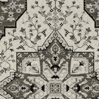 3' X 5' Ivory And Gray Medallion Area Rug With Fringe