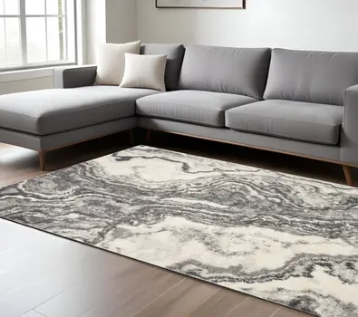 3' X 5' Gray And Black Medallion Area Rug With Fringe