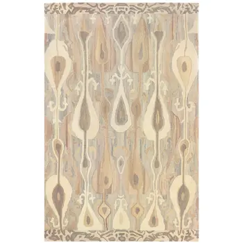 4' X 6' Gray And Beige Wool Abstract Hand Tufted Area Rug