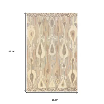 4' X 6' Gray And Beige Wool Abstract Hand Tufted Area Rug