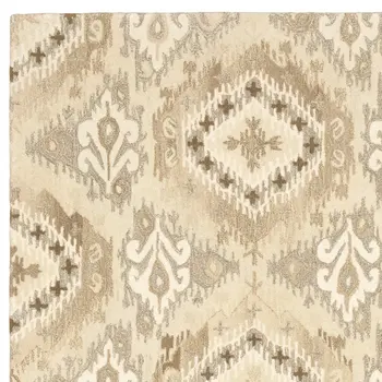 4' X 6' Beige And Ivory Wool Abstract Hand Tufted Area Rug