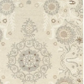 4' X 6' Sand Wool Floral Hand Tufted Area Rug