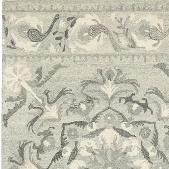 4' X 6' Ivory Wool Floral Hand Tufted Area Rug