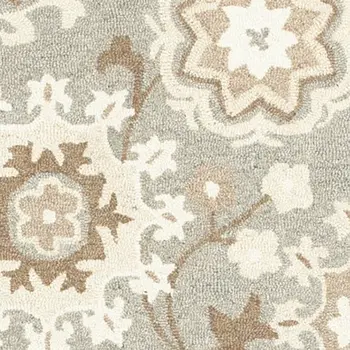 4' X 6' Gray And Sand Wool Floral Hand Tufted Area Rug