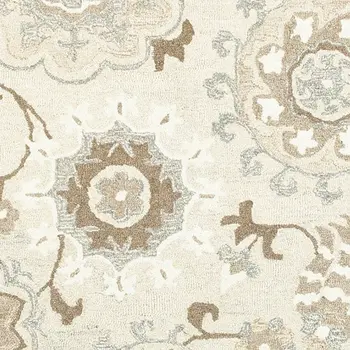 4' X 6' Ivory And Gray Wool Floral Hand Tufted Area Rug