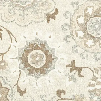 4' X 6' Ivory And Gray Wool Floral Hand Tufted Area Rug