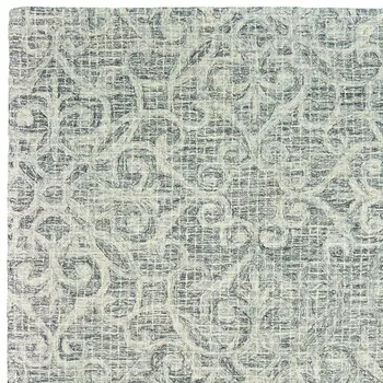 5' X 8' Gray And Ivory Wool Geometric Hand Tufted Area Rug