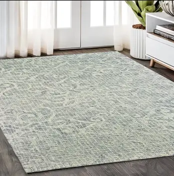 5' X 8' Gray And Ivory Wool Geometric Hand Tufted Area Rug