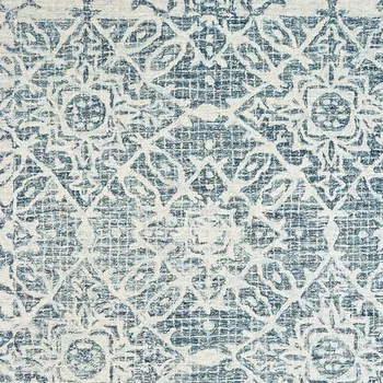 5' X 8' Blue And Ivory Wool Geometric Hand Tufted Area Rug