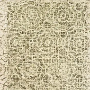 5' X 8' Green And Ivory Wool Geometric Hand Tufted Area Rug
