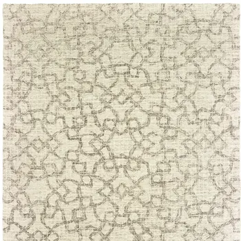 5' X 8' Tan And Ivory Wool Geometric Hand Tufted Area Rug